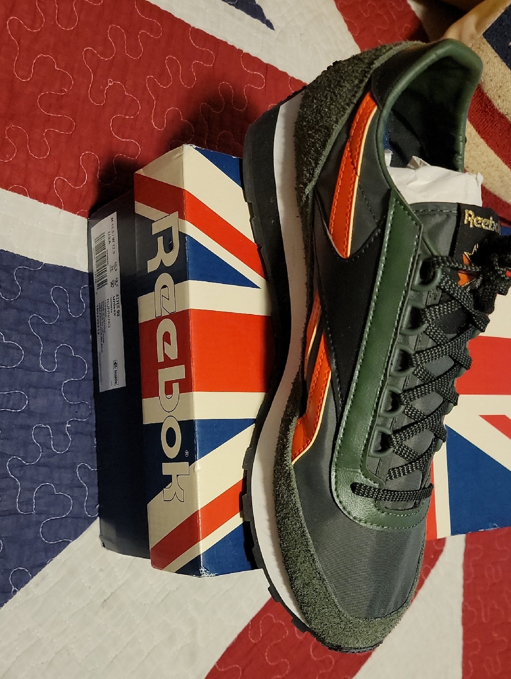 Reebok Men’s Classic Runner — Green with Orange Accents